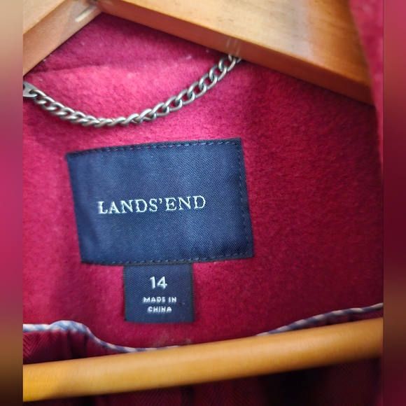 Land's End - pink raspberry wool cashmere coat, size 14 - Picture 6 of 8